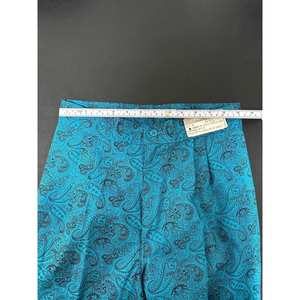 Chic Sport Pants Women 9 Vintage Deadstock High Waist Tapered Paisley Teal NWT - Picture 7 of 10